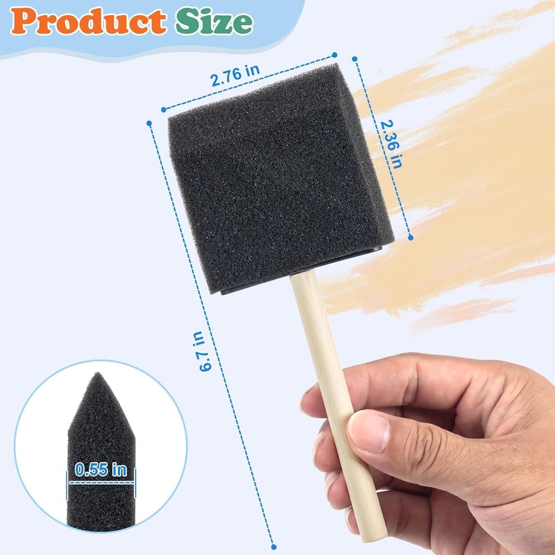 Clofiak 6 Pcs Foam Paint Brushes 3 Inch Sponge Brushes for Painting Varnishes, Staining, DIY Craft Projects, Finishing - Image 2